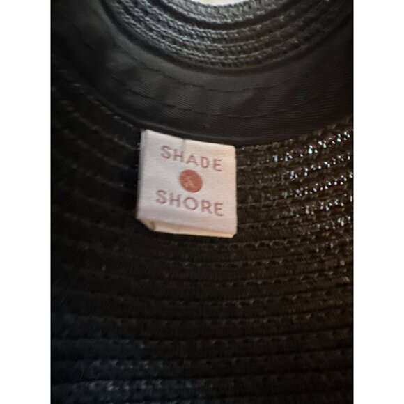 Shade & Shore Black Woven Open Top Sun Hat Snap Adjustment - Picture 4 of 7
